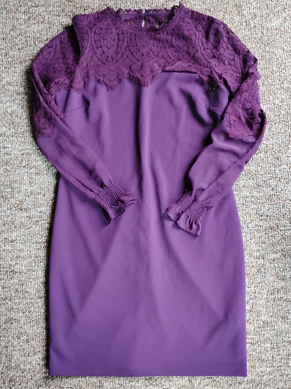 Kensie Plum Purple Lace Long-Sleeve Shift Dress